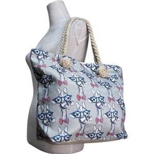 Alfa Bags Gray Tote Bag | Whimsical Lama wReading Glasses